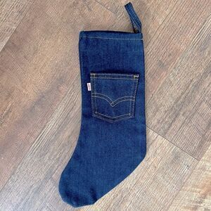 RARE Vintage 70s Levi’s Denim Jean Christmas Stocking Sock Indigo Blue USA